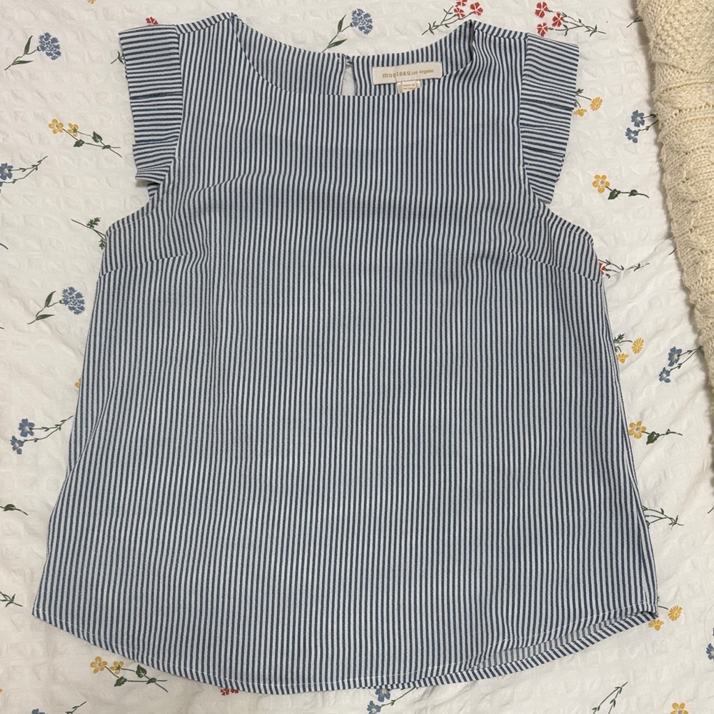 Blue and White Striped Blouse